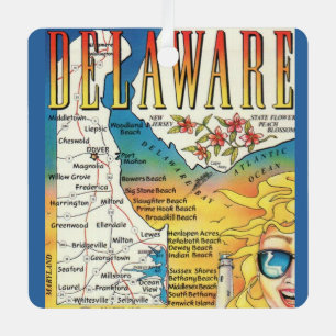 Vintage-Karte von Delaware Ornament Aus Metall