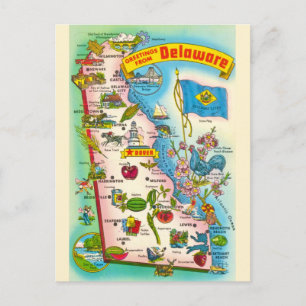 Vintage-Karte von Delaware  Postkarte