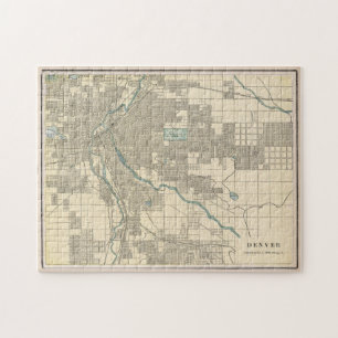 Vintage Karte von Denver Colorado (1901) Puzzle