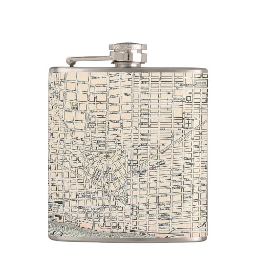 Vintage Karte von Detroit (1895) Flachmann (Vorderseite)