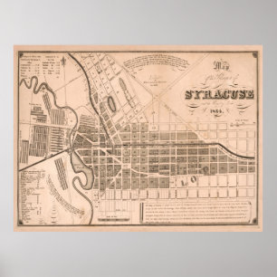 Vintage Karte von Downtown Syracuse NY (1834) Poster