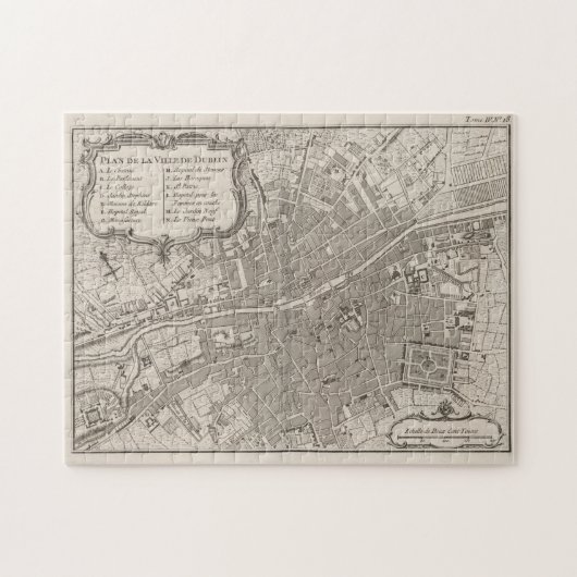 Vintage Karte von Dublin Irland (1764) Puzzle (Horizontal)