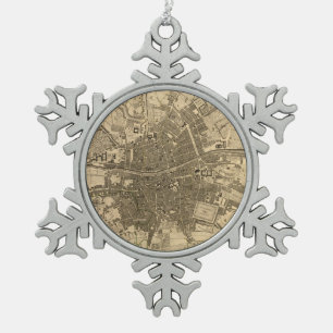Vintage Karte von Dublin Irland (1797) Schneeflocken Zinn-Ornament
