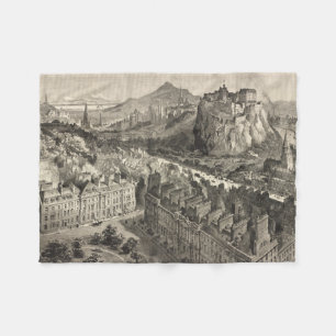 Vintage Karte von Edinburgh Schottland (1886) Fleecedecke