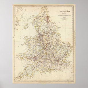 Vintage Karte von England (1837) Poster