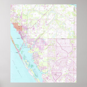 Vintage Karte von Englewood- u. Waldungs-Stadt FL Poster