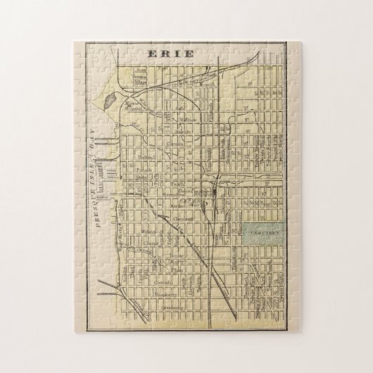 Vintage Karte von Erie PA (1890) Puzzle (Vertikal)