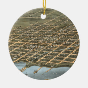 Vintage Karte von Erie Pennsylvania (1870) Keramikornament