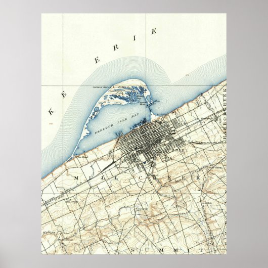 Vintage Karte von Erie Pennsylvania (1899) Poster (Vorne)