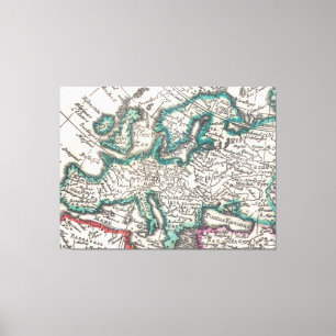 Vintage Karte von Europa (1685) Leinwanddruck