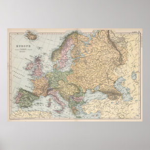 Vintage Karte von Europa (1892) Poster