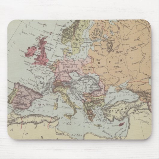 Vintage Karte von Europa Mousepad (Vorne)