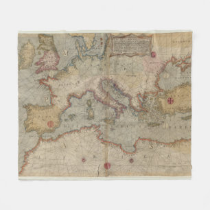 Vintage Karte von Europa und von Mittelmeer (1569) Fleecedecke