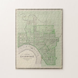 Vintage Karte von Evansville Indiana (1876) Puzzle
