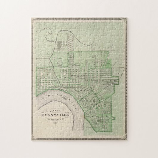 Vintage Karte von Evansville Indiana (1876) Puzzle (Vertikal)