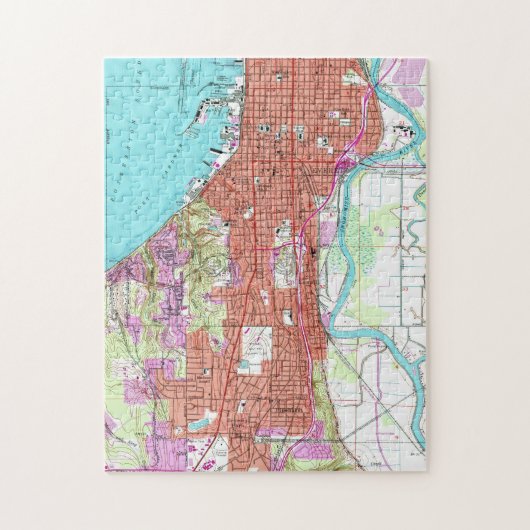 Vintage Karte von Everett Washington (1953) Puzzle (Vertikal)