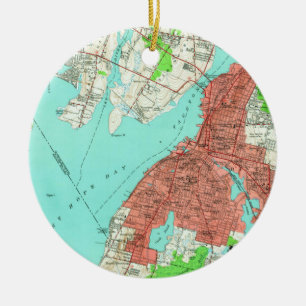 Vintage Karte von Fall-River Massachusetts (1949) Keramikornament
