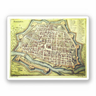 Vintage Karte von Ferrara, ITALIEN Aufkleber