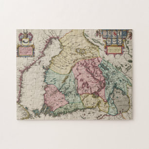 Vintage Karte von Finnland (1665) Puzzle
