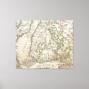 Vintage Karte von Finnland (1740s) Leinwanddruck