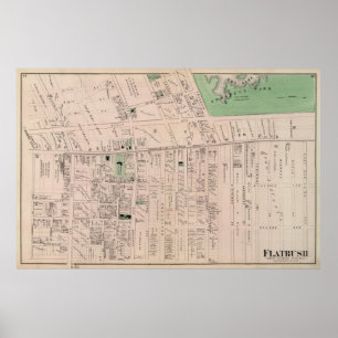 Vintage Karte von Flatbush Brooklyn NY (1873) Poster