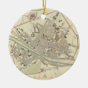 Vintage Karte von Florenz Italien (1835) Keramik Ornament