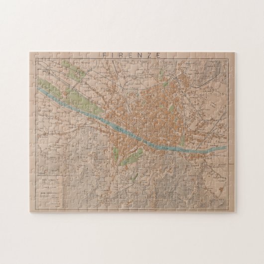 Vintage Karte von Florenz Italien (1910) Puzzle (Horizontal)