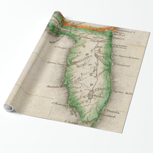 Vintage Karte von Florida (1822) Geschenkpapier (Ungerollt)