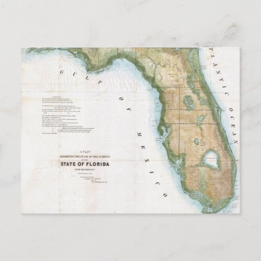 Vintage Karte von Florida (1848) (Vorderseite)