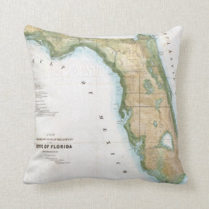Vintage Karte von Florida (1848) Kissen