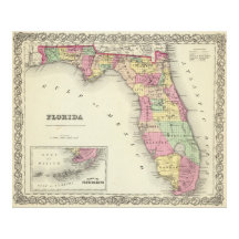 Vintage Karte von Florida (1856)