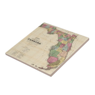 Vintage Karte von Florida (1870) Fliese