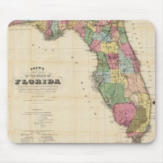 Vintage Karte von Florida (1870) Mousepad (Vorne)