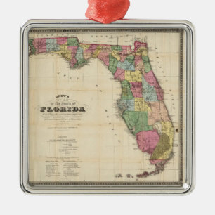 Vintage Karte von Florida (1870) Ornament Aus Metall