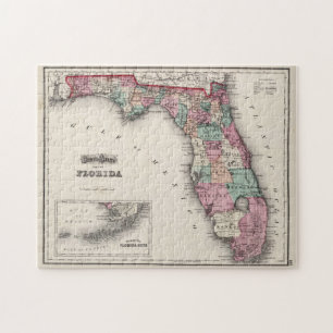 Vintage Karte von Florida (1873) Puzzle