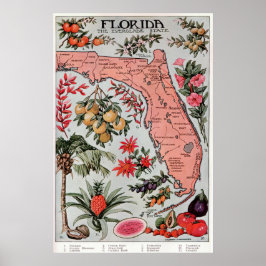 Vintage Karte von Florida (1917) Poster