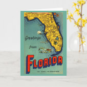 Vintage-Karte von Florida Karte (Gelbe Blume)