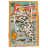 Vintage Karte von Florida Mittlere Geschenktüte (Vorderseite)