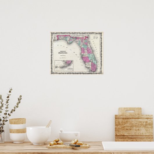Vintage Karte von Florida Poster (Küche)