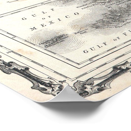 Vintage Karte von Florida Poster (Ecke)