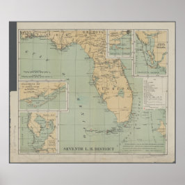 Vintage Karte von Florida Poster
