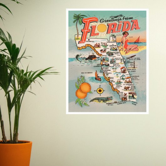 Vintage Karte von Florida Poster