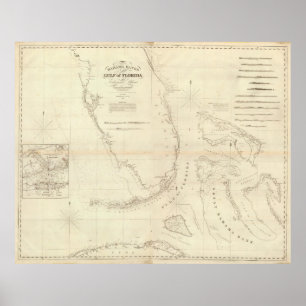 Vintage Karte von Florida und den Bahamas (1827) Poster