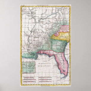 Vintage Karte von Florida, von Georgia und von Poster