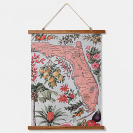 Vintage Karte von Florida Wall Wandteppich Mit Holzrahmen