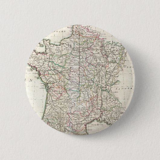Vintage Karte von Frankreich (1771) Button (Vorderseite)
