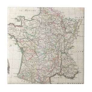 Vintage Karte von Frankreich (1771) Fliese