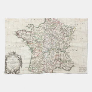 Vintage Karte von Frankreich (1771) Handtuch