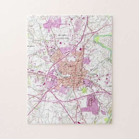 Vintage Karte von Frederick Maryland (1953) Puzzle (Vertikal)