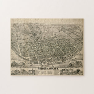 Vintage Karte von Fredericton New Brunswick Puzzle